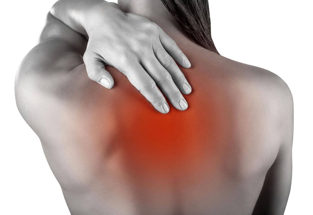 Back pain in the shoulder blade area is caused by illness or injury